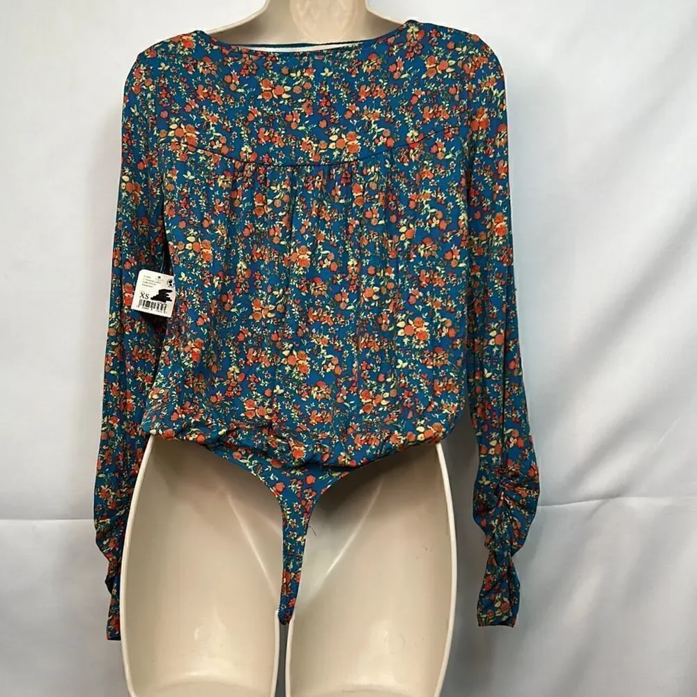 Free People Intimately free floral turquoise body suit size XS NWT